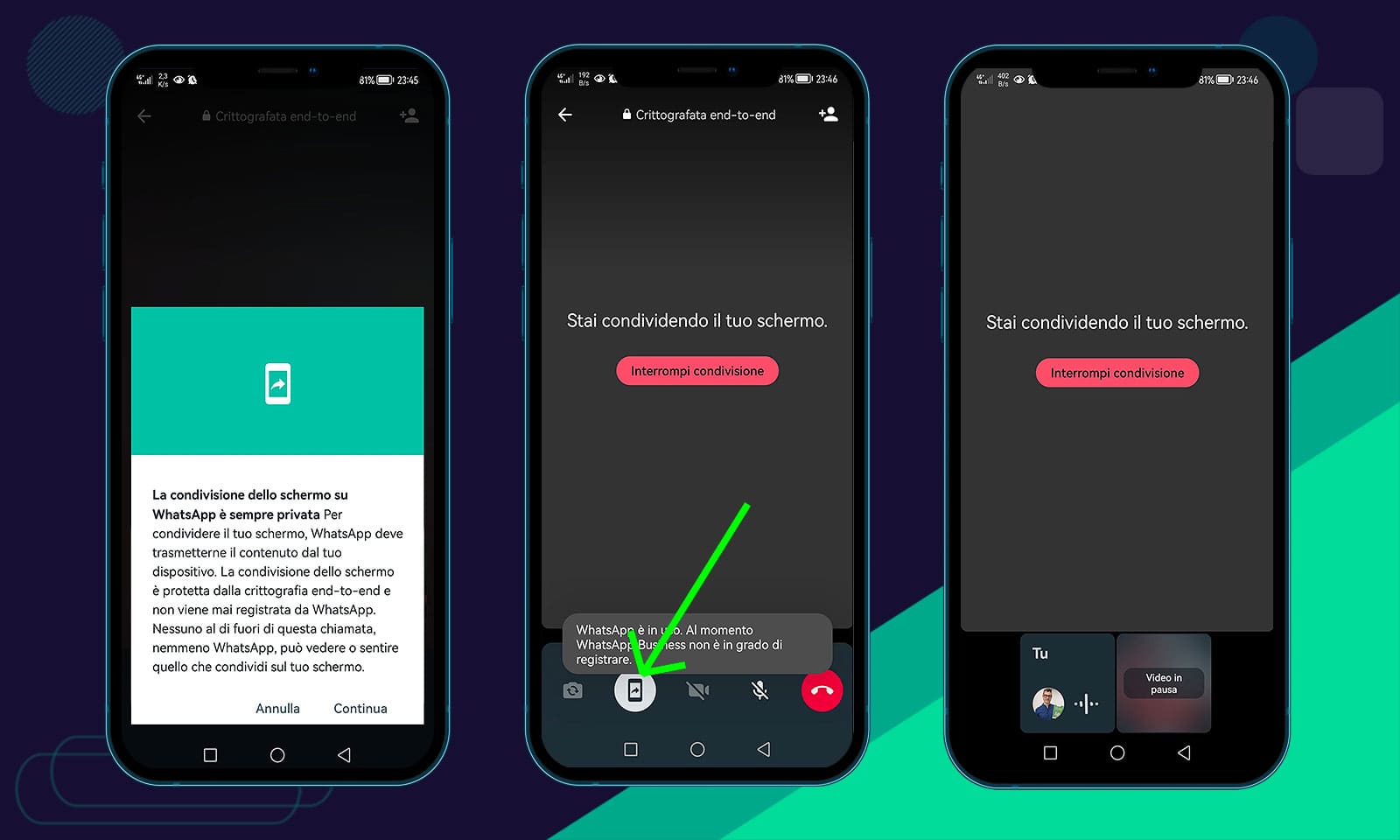 Condivisione schermo su WhatsApp WA Smart Business
