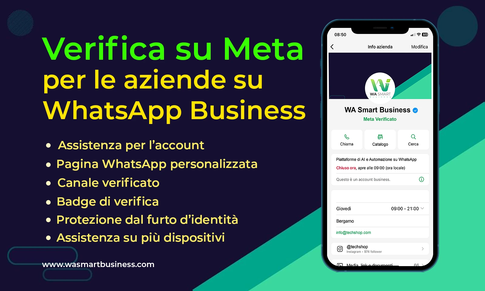 Azienda verificata su WhatsApp con Meta Verified - WA Smart Business